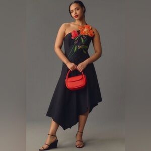 Anthropologie Yukiko Noritake Asymmetric Floral Midi Dress